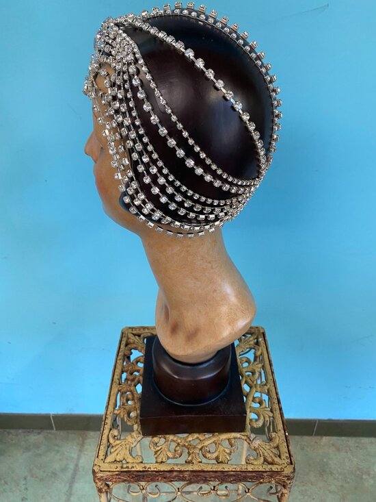 Rhinestone Fringe Headpiece Crystal Flapper Style Headdress Statement Piece main image 4